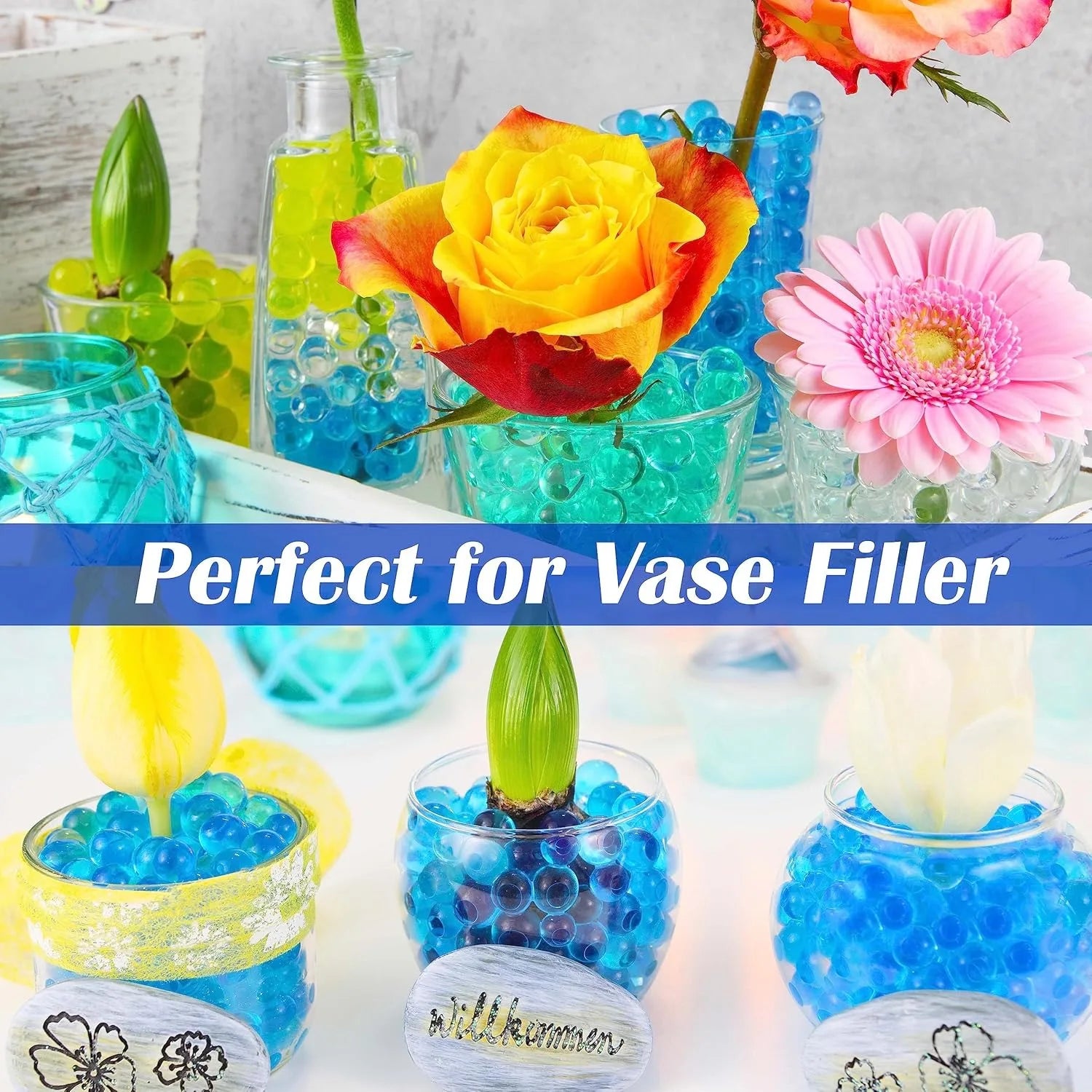 20000pcs Transparent Grow Home &amp; Garden Crystal Soil Water Beads Decor Balls Wedding Decoration Gel Pearls Hydrogel Orgiz Seedlings 