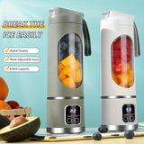 1pc, USB Rechargeable Portable Juicer, Mini Blender, Mini Ice Crusher With Three Modes, Digital Display And 12- Blades, Easy-to-Clean, Suitable For Travel, Fresh Juice Maker, Kitchen Stuff