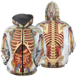 2025 Autumn Men Women 3D Visceral Bone Print Jacket Casual Streetwear Unisex Male Hooded Sweatshirt Plus Size 