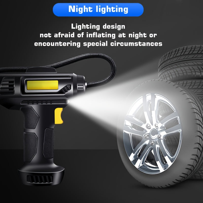 Ultra-Fast 120W Portable Air Compressor & Tire Inflator - Cordless, USB Rechargeable with Digital Pressure Gauge & Light, Ideal for Cars, Motorcycles, Bicycles & Balls