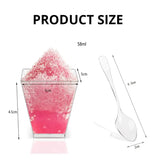 20X2oz Square Mini Dessert Cups with Spoons, Clear Plastic Parfait Appetizer Cup for Party Dessert Tasting Appetizers 