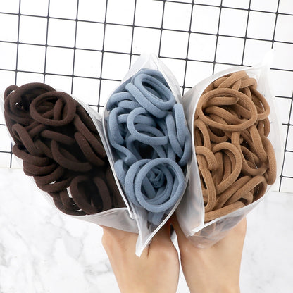 Juego de 50 bandas elásticas para el pelo para mujer, de 4 cm, de colores lisos y sencillos, accesorios para el cabello, coleteros.