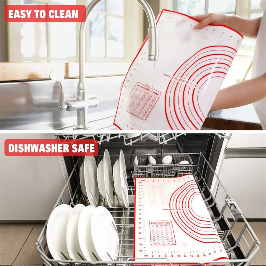 Tapete de silicona para repostería de 20 x 16 pulgadas para amasar masa gruesa, antiadherente, para hornear fondant y horno. 
