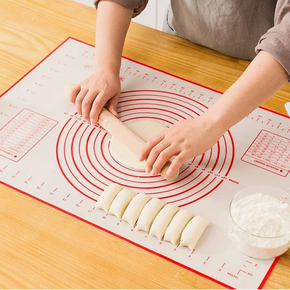 Tapete de silicona para repostería de 20 x 16 pulgadas para amasar masa gruesa, antiadherente, para hornear fondant y horno. 