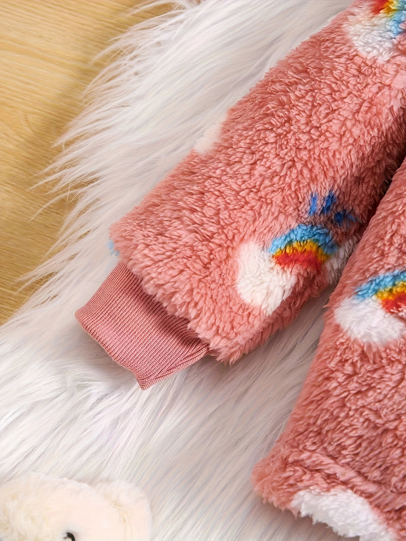 Baby Girls Fashion Autumn Winter Thick Flannel Suit, Comfy & Cute Top + Pants 2pcs Children's Warm New Two-piece Clothing