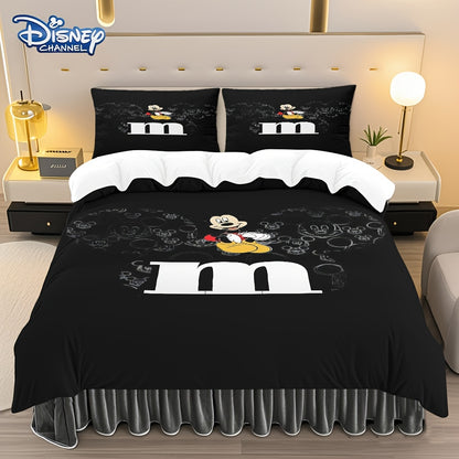 Disney Has Been Authorized Cartoon Character Bedding Set -3pcs Knitted Polyester Design, Lightweight 3D Printing, Duvet Cover And Pillowcase, Suitable for Gift Giving