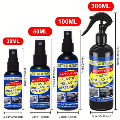 Jiang Jia Bao Car Plastic Restorer - Exterior Rubber and Plastic Care Agent, Deep Cleaning Shine and Restoration Formula, Protects Auto Surfaces, Long-Lasting Black Seal, Multi-Size Pack (30ML/50ML/100ML/300ML)