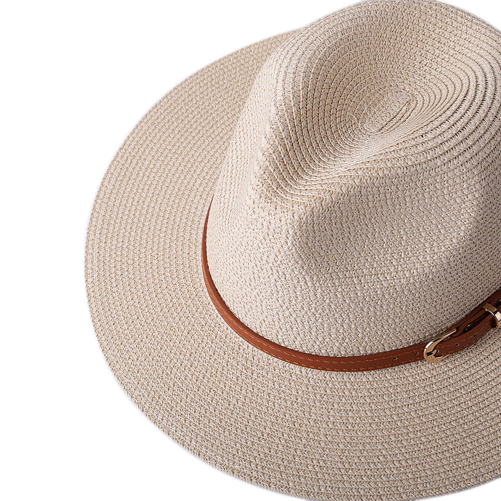 56-58-59-60CM New Natural Panama Soft Shaped Straw Hat Summer Women's/Men's Wide Brim Beach Sun Cap UV Protection Fedora Hat