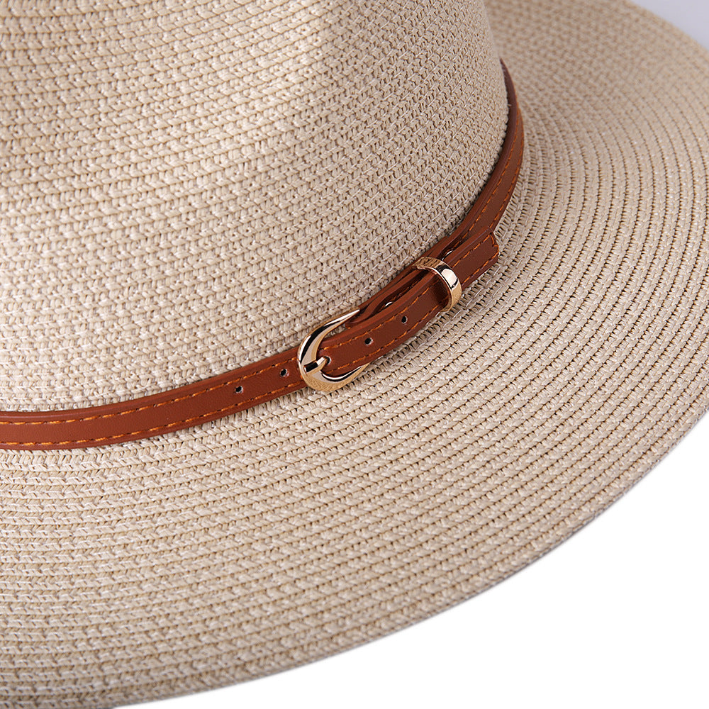 56-58-59-60CM New Natural Panama Soft Shaped Straw Hat Summer Women's/Men's Wide Brim Beach Sun Cap UV Protection Fedora Hat
