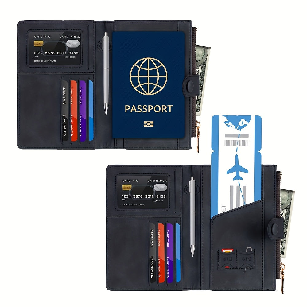 Cartera de viaje antirrobo RFID de moda: espaciosa y segura, con cierre de cremallera. Ideal para pasaporte, tarjetas bancarias, tarjetas de crédito, fotos, DNI, tarjetas SIM y cambio. Ideal para salir, regalar y para personas con problemas.