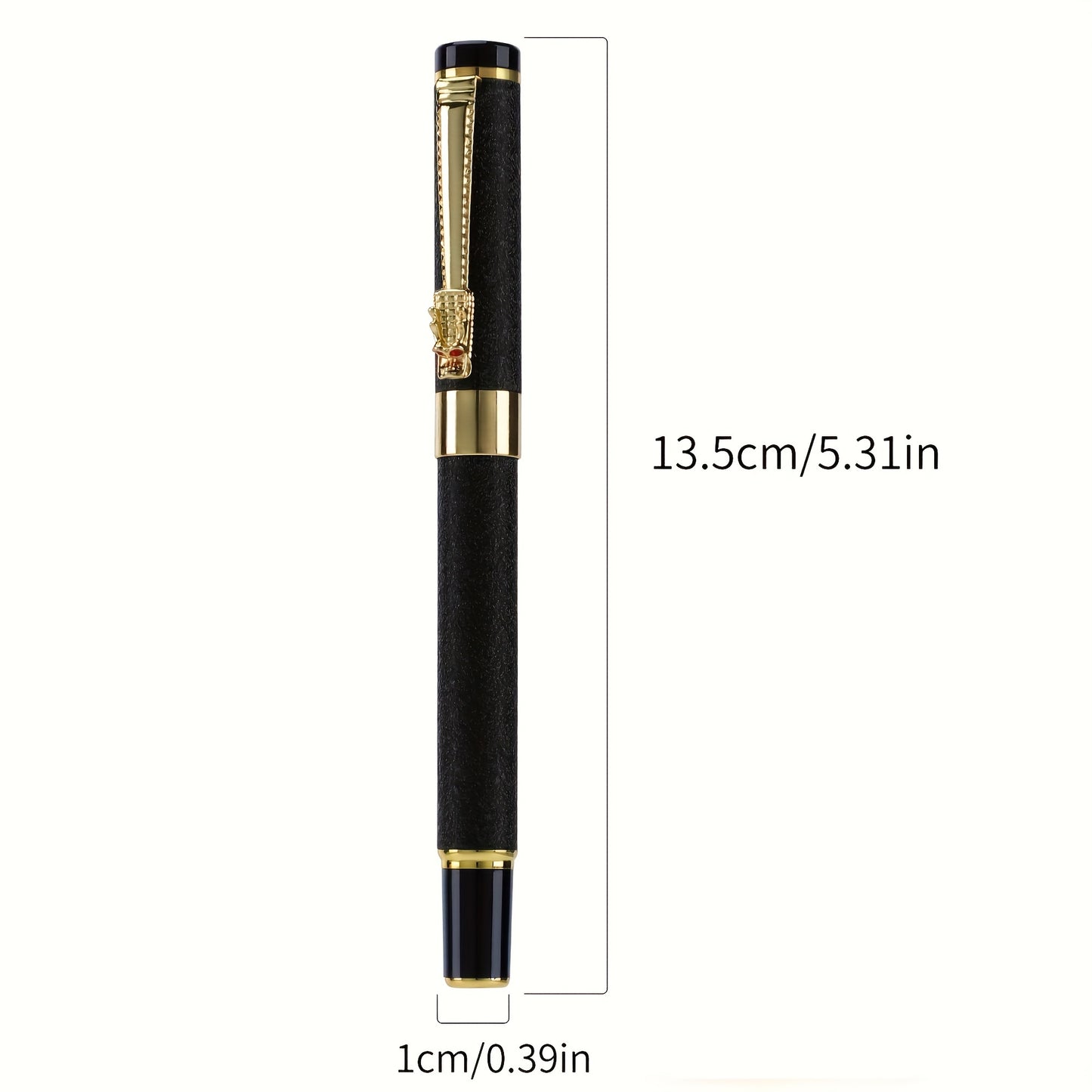 Ergonomic Matte Metal Fountain Pen with Iridium Nib 0.5mm - Perfect for Business & Office, Daily Writing, Calligraphy Practice, Business Writing Tool | Decorative Pen Design | Intricate Clip Detailing