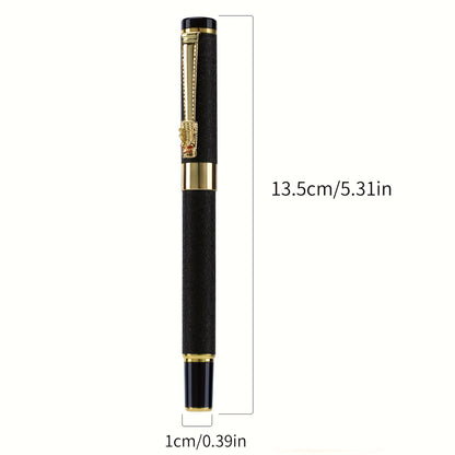 Ergonomic Matte Metal Fountain Pen with Iridium Nib 0.5mm - Perfect for Business & Office, Daily Writing, Calligraphy Practice, Business Writing Tool | Decorative Pen Design | Intricate Clip Detailing