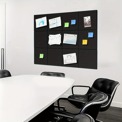 Tablero de corcho grande para pared (30 x 30 cm), color negro, 12 piezas de corcho con tachuelas, ideal para oficina, para clavar, para pared.