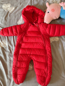 Mono acolchado de invierno para bebé, abrigo informal con capucha y pompón, mono cálido con cremallera frontal, ropa de exterior para bebés y niños pequeños.