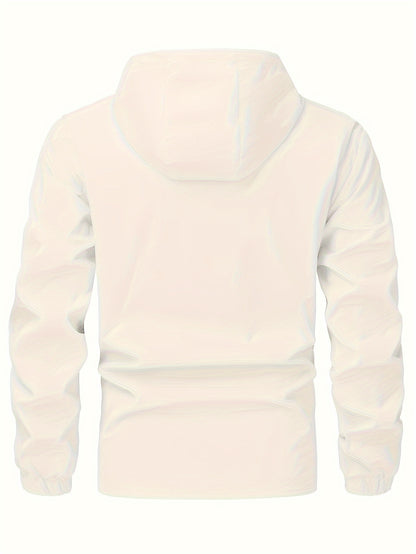 Chaqueta cortavientos de color liso con capucha para hombre, abrigo impermeable informal, ropa de exterior para primavera y otoño.