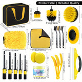 20pcs Car Detailing Brush, Glove Waxing Pad, Tire Interior Air Conditioner Electric Cleaning Brush, With Storage Bag, Without Electric Brick