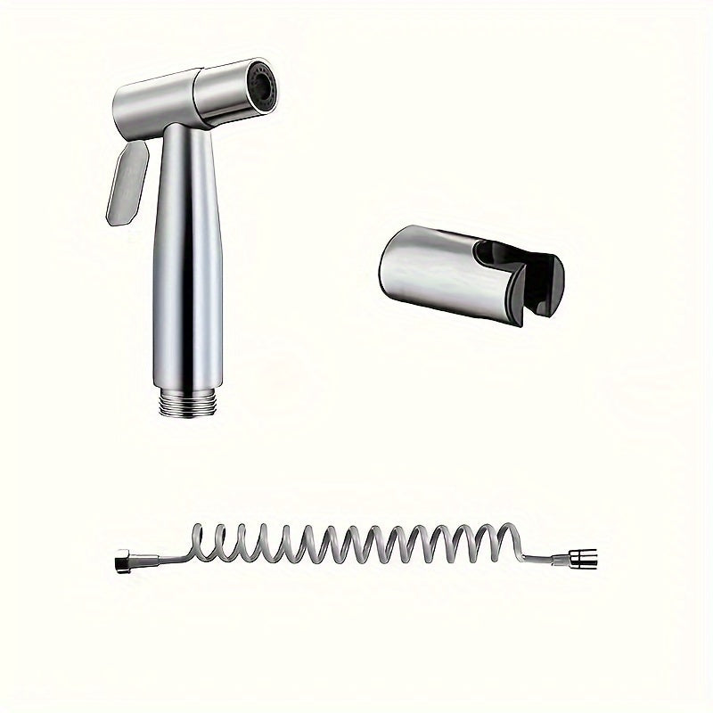 3-Piece Stainless Steel High-Pressure Shower Head Set with Handheld Bidet Sprayer & Tub Attachment - Contemporary Style, Diverter Control, Other Shape, Single-Hole Deck Mount - Enhanced Bathroom Cleaning Comfort