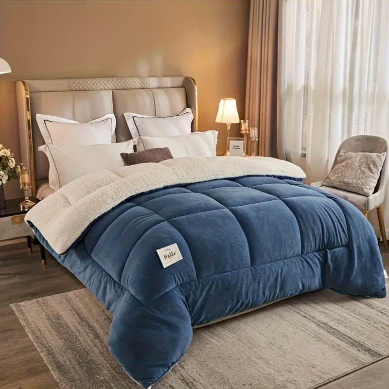 Reversible Plaid Comforter - Contemporary All-Season Quilted Duvet Insert with Box Stitch, Ultra Soft Milk Velvet Fabric, Medium Weight Polyester Fill, Machine Washable, Multipurpose - Available in 9 Sizes, Christmas Present