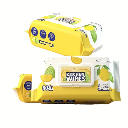 80 toallitas multiusos para limpieza de cocina, no tejidas, superabsorbentes, desengrasantes, sin residuos, aptas para electrodomésticos, con apertura manual, sin necesidad de electricidad.
