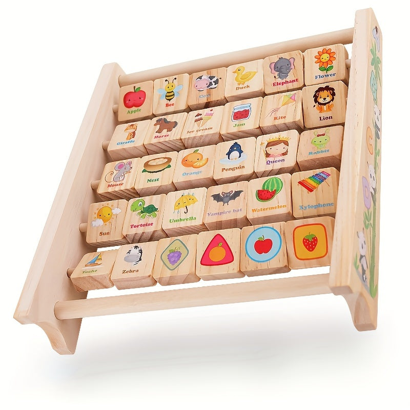 [Llegada rápida] YIDIEMO Bloques de madera del alfabeto y ábaco: juguete de actividades para el aprendizaje temprano de los más pequeños, perfecto para cumpleaños, Halloween y regalos de Navidad.