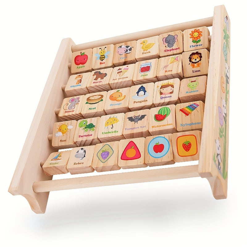 [Fast Arrival] YIDIEMO Wooden Alphabet Blocks & Abacus Activity Toy - Early Learning Enlightenment for Youngsters, Perfect for Birthday, Halloween, Christmas Gifts