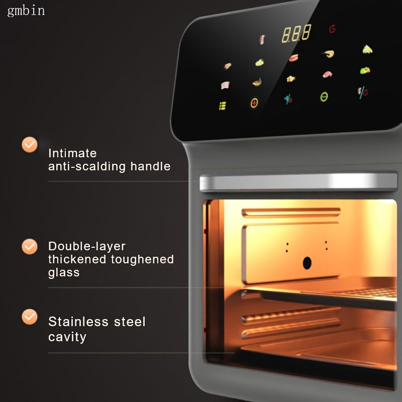 1pc Gmbin Electric Air Fryer Oven, 9L Large Capacity, 1350W Power, ABS Material, 220-240V European Standard Plug, Intelligent Multifunctional Fryer with Visible Cooking Window, No Deep Frying Required