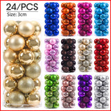 24pcs 3cm Christmas Balls Christmas Tree Ornaments Christmas Ball Hanging Tree Pendants Home Party Xmas Tree Decoration New Year Gift 