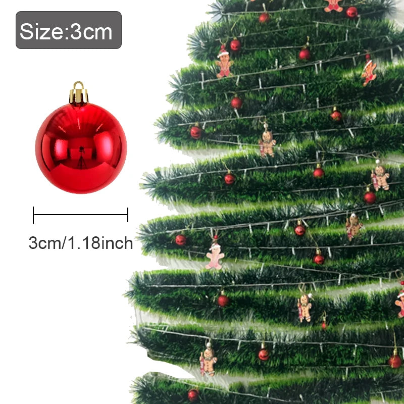 24pcs 3cm Christmas Balls Christmas Tree Ornaments Christmas Ball Hanging Tree Pendants Home Party Xmas Tree Decoration New Year Gift 
