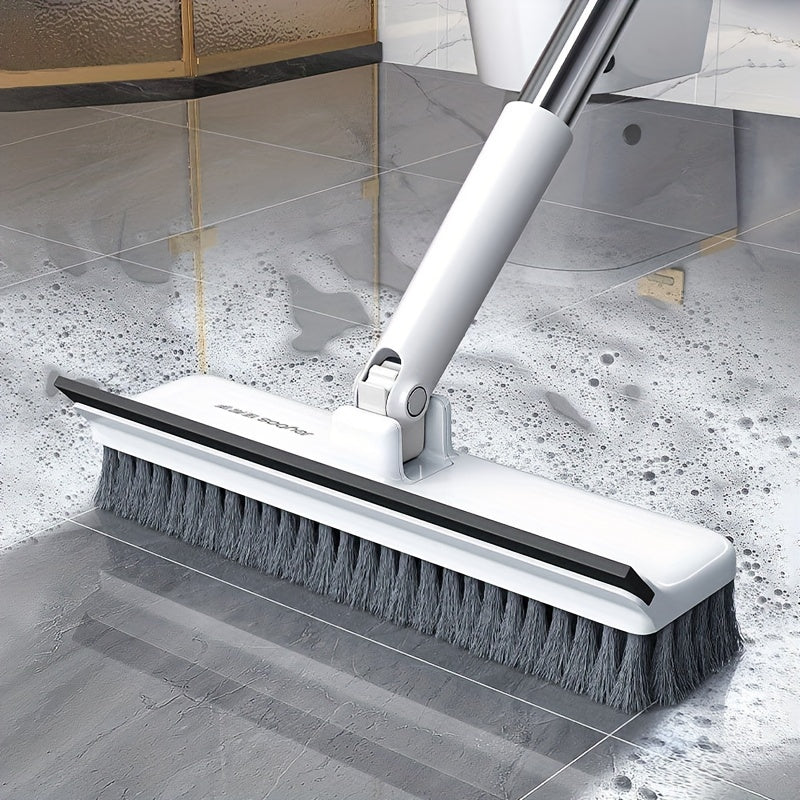 Multi-Purpose Floor Scrub Brush with Long Stainless Steel Handle - Rotating Head for Efficient Cleaning, Ideal for Bathroom, Kitchen, Carpet & Wall - Durable Hard Bristles, No Electricity Needed, Bathroom Cleaning Tools