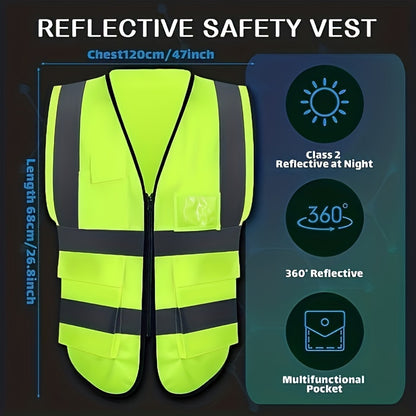 High-Visibility Reflective Safety Vest for Men & Women - Ideal for Runners, Cyclists, Surveyors, Volunteers, Traffic Guards & Construction Workers