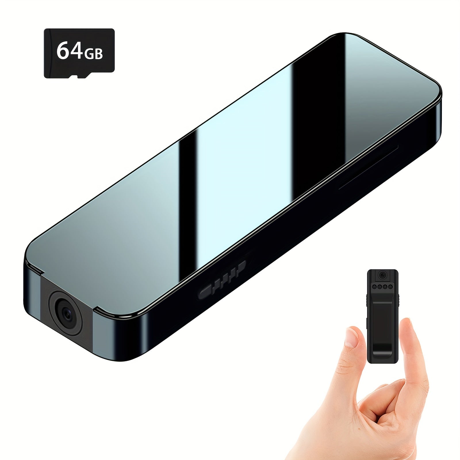 Camera no WiFi Needed - Mini Body Camera Video Recorder - Camera Motion Activated - Nanny Small Cam - Tiny Camera - Small Security Camera for Home and Office (With 64G high-speed memory card)
