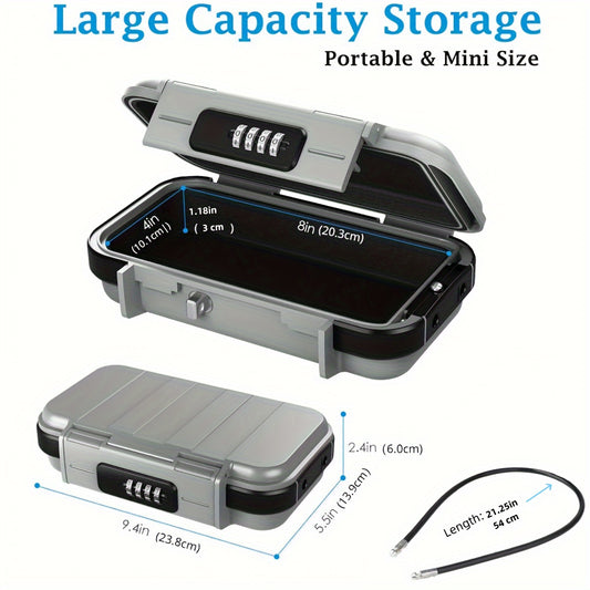 Mini caja de seguridad portátil con cerradura de combinación, cadena desmontable, resistente al agua, para el hogar y la oficina - Gran capacidad de almacenamiento