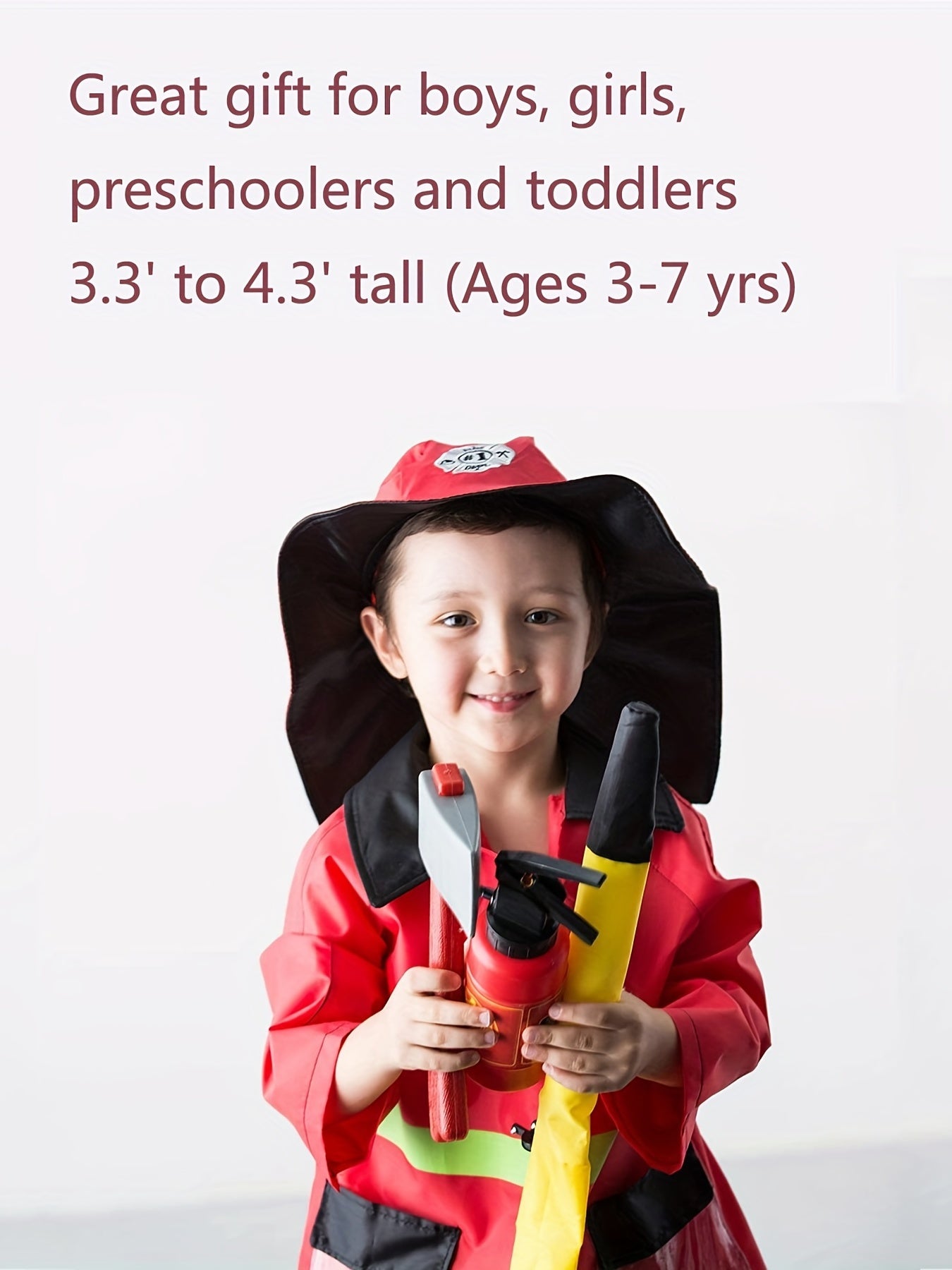 Disfraz de bombero para niños, disfraz de bombero, disfraz de jefe de bomberos, disfraz de Halloween, regalo de cumpleaños para niños de 3, 4, 5, 6 y 7 años.