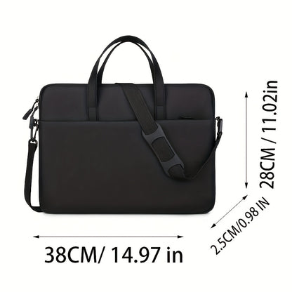 1pc Solid Color Simple And Lightweight Portable Laptop Bag, Portable Business Trip Waterproof Computer Protective Case, Zippered Office Computer Bag, School bags, Valentines Gifts