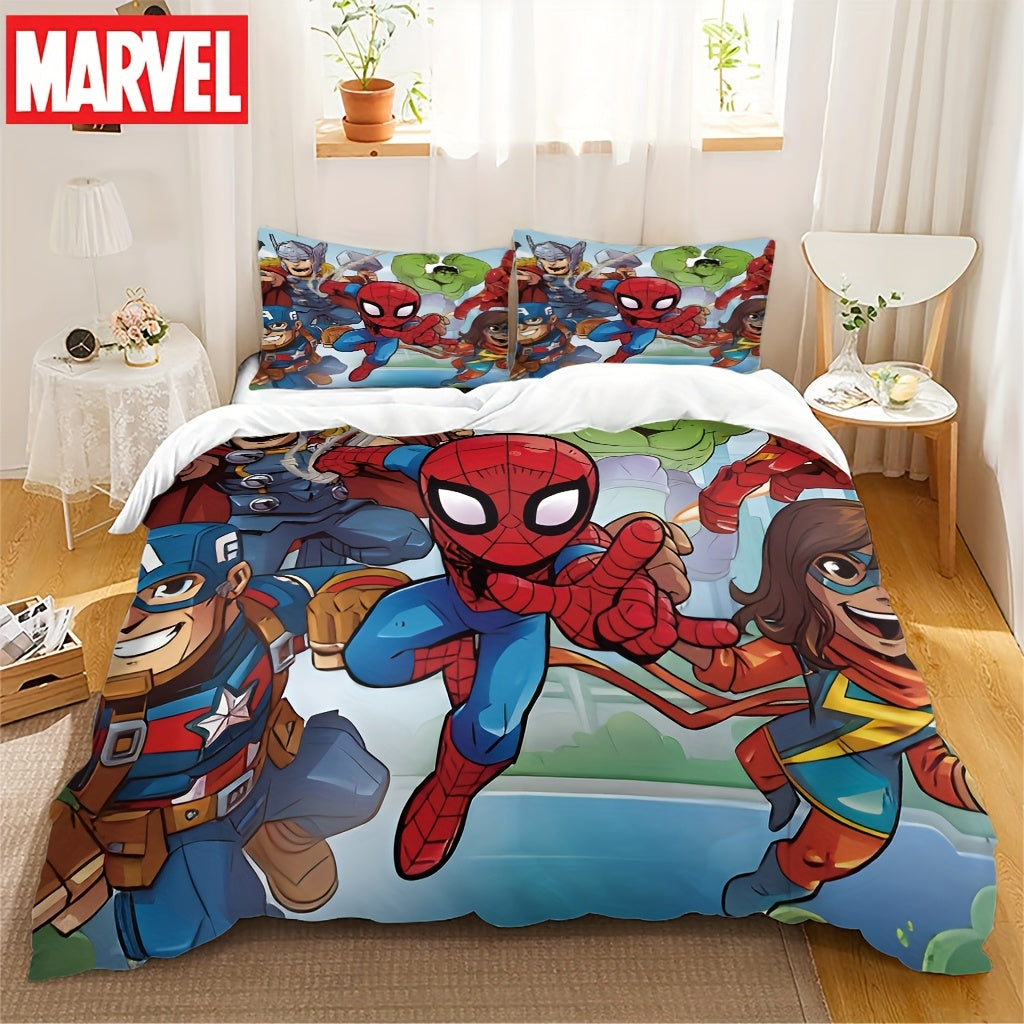 Authorized 3pcs Marvel Spiderman Bedding Set Featuring 1 Duvet Cover And 2 Pillowcases, Providing a Soft And Cozy Bedding Option for Bedrooms, Guest Rooms, And Dorm Decor.