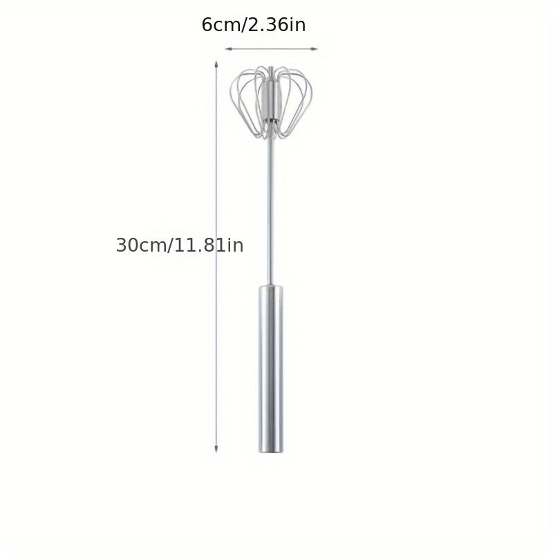 Stainless Steel Multi-Use Whisk & Milk Frother - Hand Push Blender For Baking, Eggs & Cream - Essential Kitchen Gadget