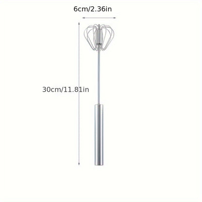 Stainless Steel Multi-Use Whisk & Milk Frother - Hand Push Blender For Baking, Eggs & Cream - Essential Kitchen Gadget