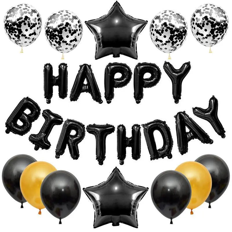 Juego de 25 globos de feliz cumpleaños, guirnaldas de globos con letras de aluminio, banderines, decoración para fiestas de cumpleaños infantiles, baby shower 