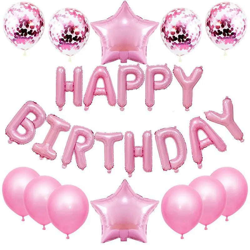 Juego de 25 globos de feliz cumpleaños, guirnaldas de globos con letras de aluminio, banderines, decoración para fiestas de cumpleaños infantiles, baby shower 