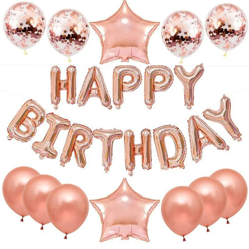 Juego de 25 globos de feliz cumpleaños, guirnaldas de globos con letras de aluminio, banderines, decoración para fiestas de cumpleaños infantiles, baby shower 
