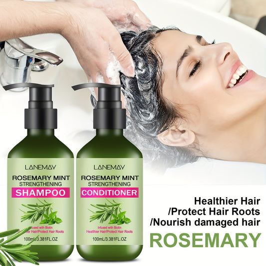 Lanemay Rosemary Mint Strengthening Shampoo and Conditioner Set, 2PCS - Unisex Hair Care for Normal Types, Moisturizing with Rosemary Extract for Healthier, Stronger Hair
