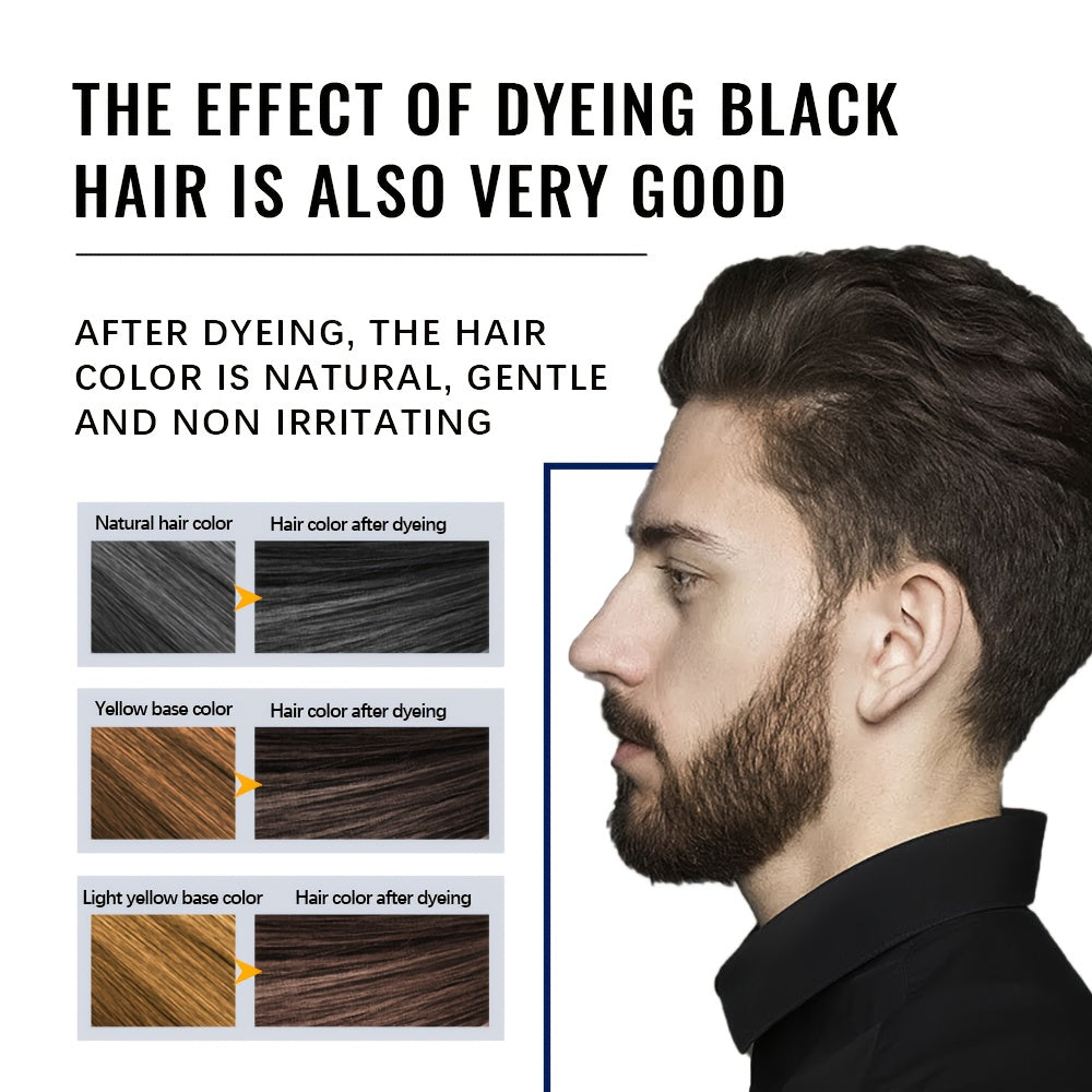 Men's Black Beard & Hair Dye Shampoo - 500ml, Semi-Permanent, Plant-Based Formula for Covering Gray