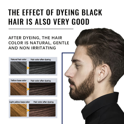 Men's Black Beard & Hair Dye Shampoo - 500ml, Semi-Permanent, Plant-Based Formula for Covering Gray
