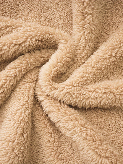 Plus Size Solid Color Fuzzy Coat, Casual Zipper Front Long Sleeve Warm Outerwear For Fall & Winter, Women's Plus Size Clothing
