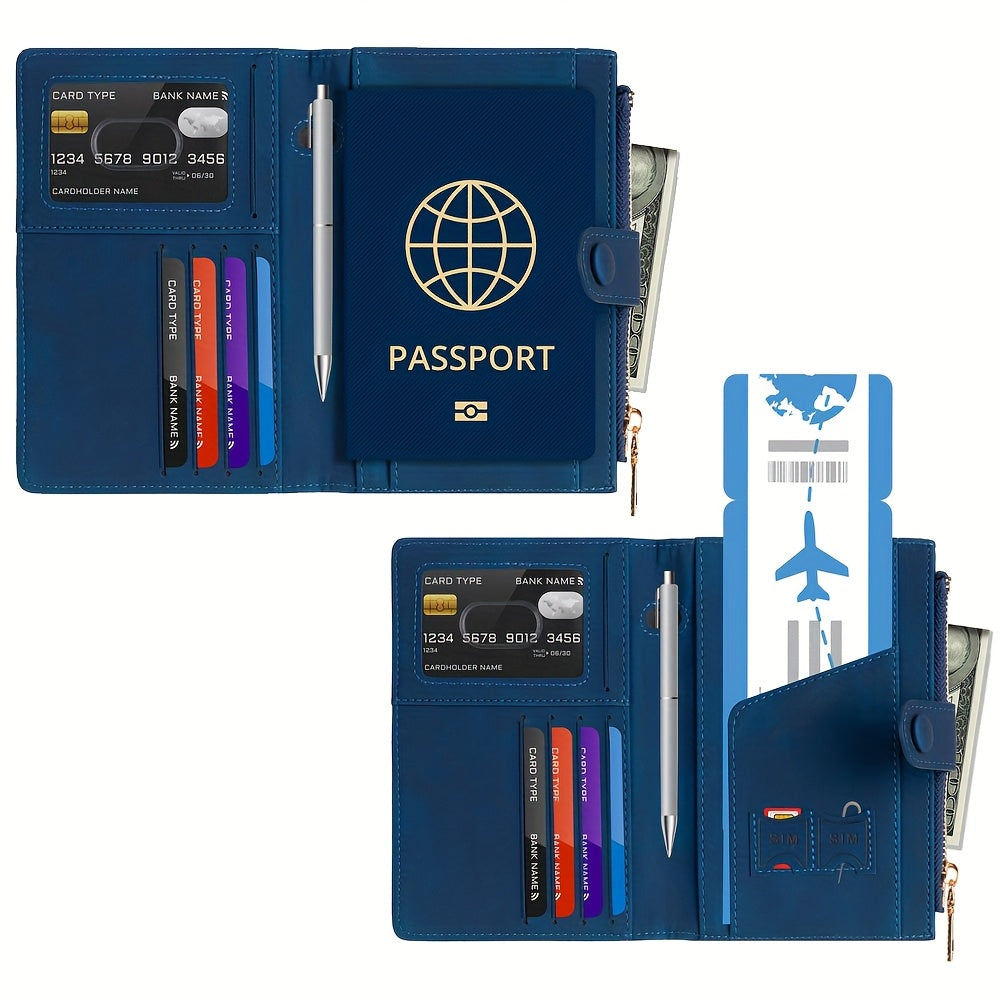 Cartera de viaje antirrobo RFID de moda: espaciosa y segura, con cierre de cremallera. Ideal para pasaporte, tarjetas bancarias, tarjetas de crédito, fotos, DNI, tarjetas SIM y cambio. Ideal para salir, regalar y para personas con problemas.