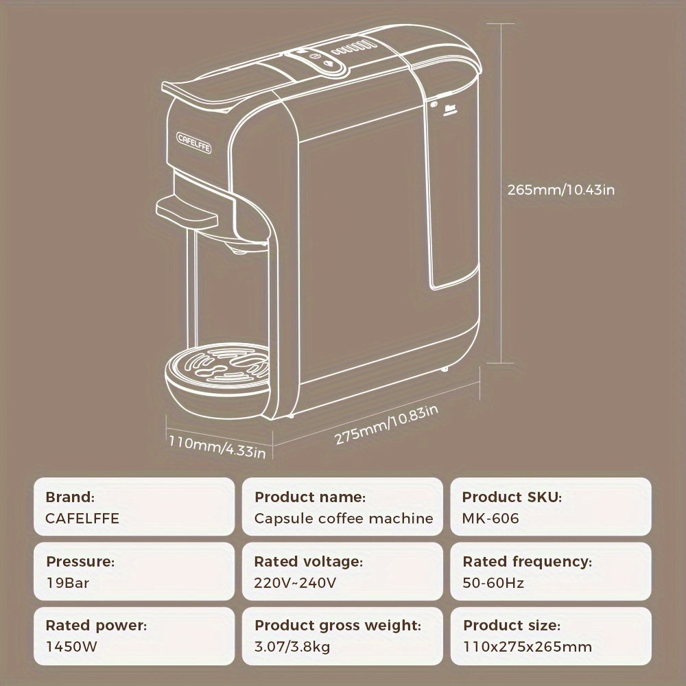Cafetera de cápsulas 5 en 1 CAFELFFE, control de temperatura (frío/caliente), calefacción, compatible con Dolce Gusto, K-CUP, cápsulas de café y café molido, cafetera automática para la cocina del hogar, gran regalo para Halloween y Navidad.
