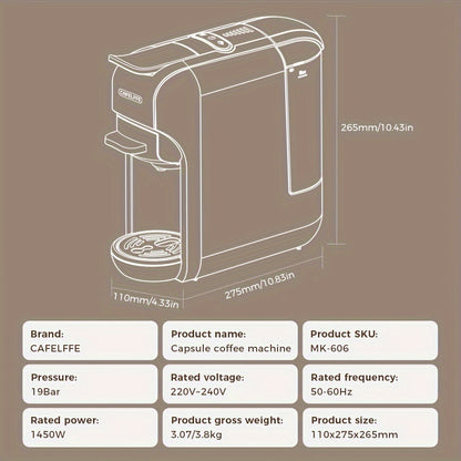 Cafetera de cápsulas 5 en 1 CAFELFFE, control de temperatura (frío/caliente), calefacción, compatible con Dolce Gusto, K-CUP, cápsulas de café y café molido, cafetera automática para la cocina del hogar, gran regalo para Halloween y Navidad.