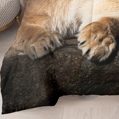 Lion Duvet Cover Set - 2/3 Piece Polyester Comforter with Stain Resistant Feature, Machine Washable, Digital Print, Woven Fabric, Includes 1 Comforter and 1/2 Pillowcases (No Insert)