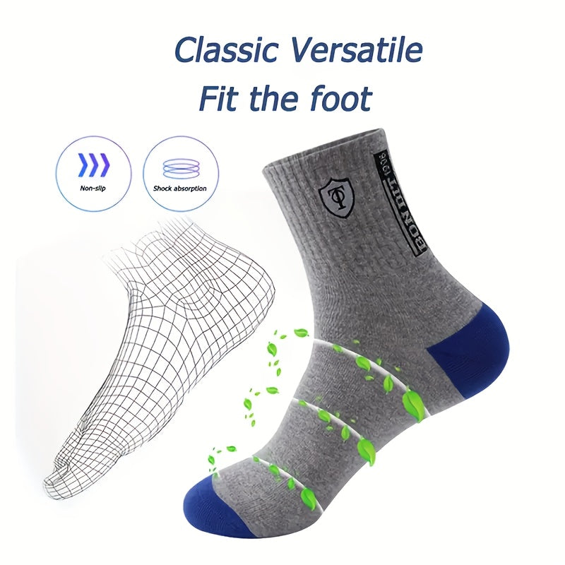 6 Pairs Men'S Thermal Crew Socks - 100%, Knit Fabric, Solid Color, Hand Wash Only - Breathable, Comfortable, Casual Fall/Winter Socks