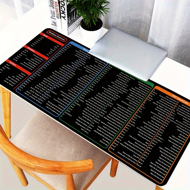 Mouse Pad Office Software Office Word Excel PPT Shortcuts Large Desk Pad Excel Shortcut Pattern Non-Slip Keyboard Pad With Shortcut Pattern Computer Gaming HD Mousepad Carpet Laptop Mice Pad